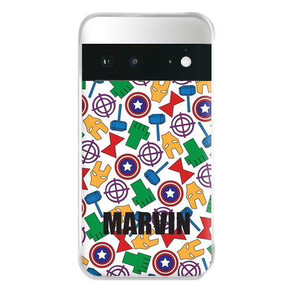 Icon Pattern - Personalised Superhero Comic Phone Case for Google Pixel 6a