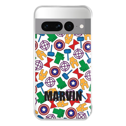 Icon Pattern - Personalised Superhero Comic Phone Case for Google Pixel 7 Pro