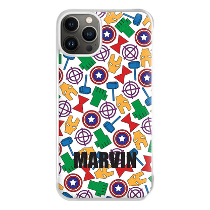 Icon Pattern - Personalised Superhero Comic Phone Case for iPhone 13