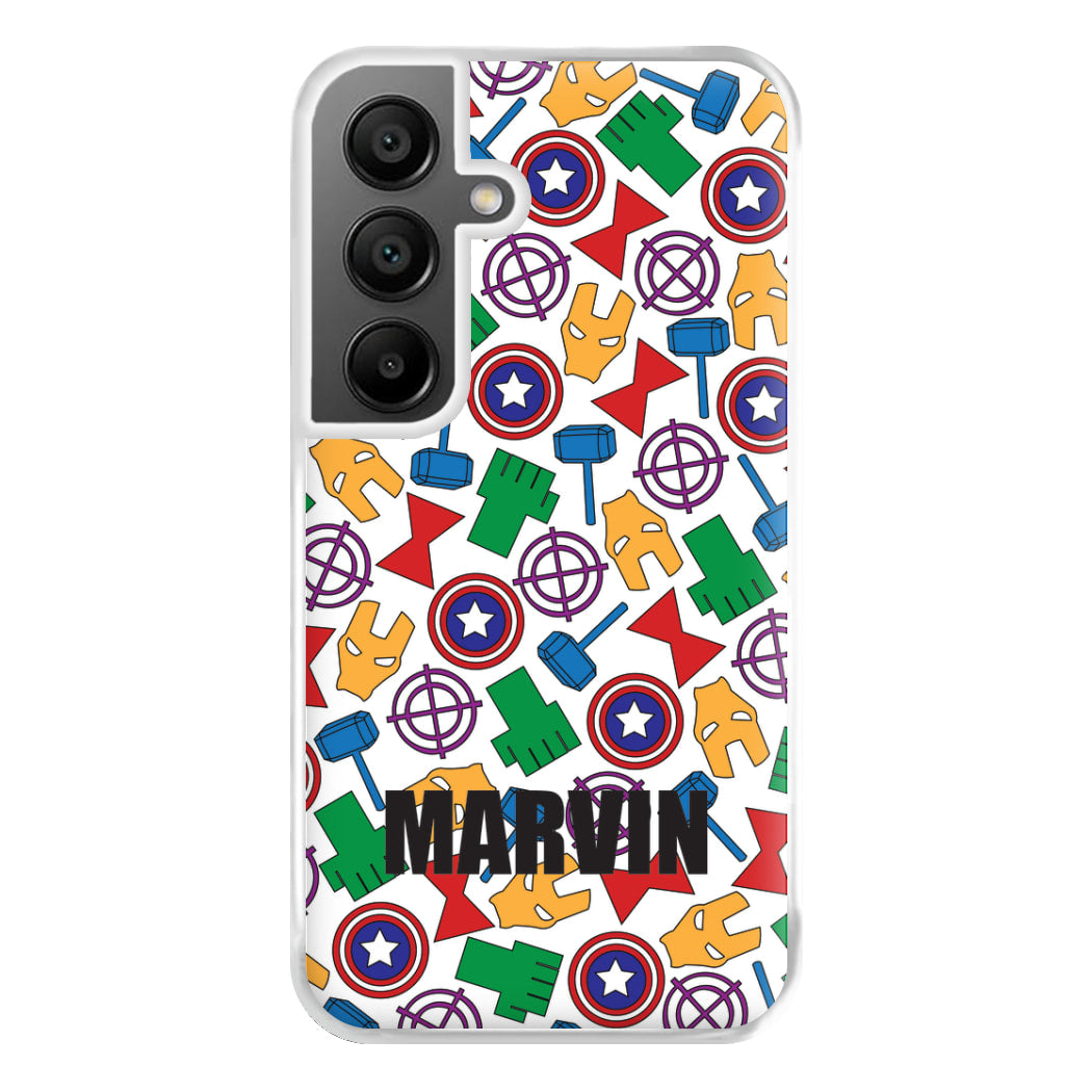 Icon Pattern - Personalised Superhero Comic Phone Case for Galaxy A55