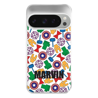 Icon Pattern - Personalised Superhero Comic Phone Case for Google Pixel 9 Pro XL