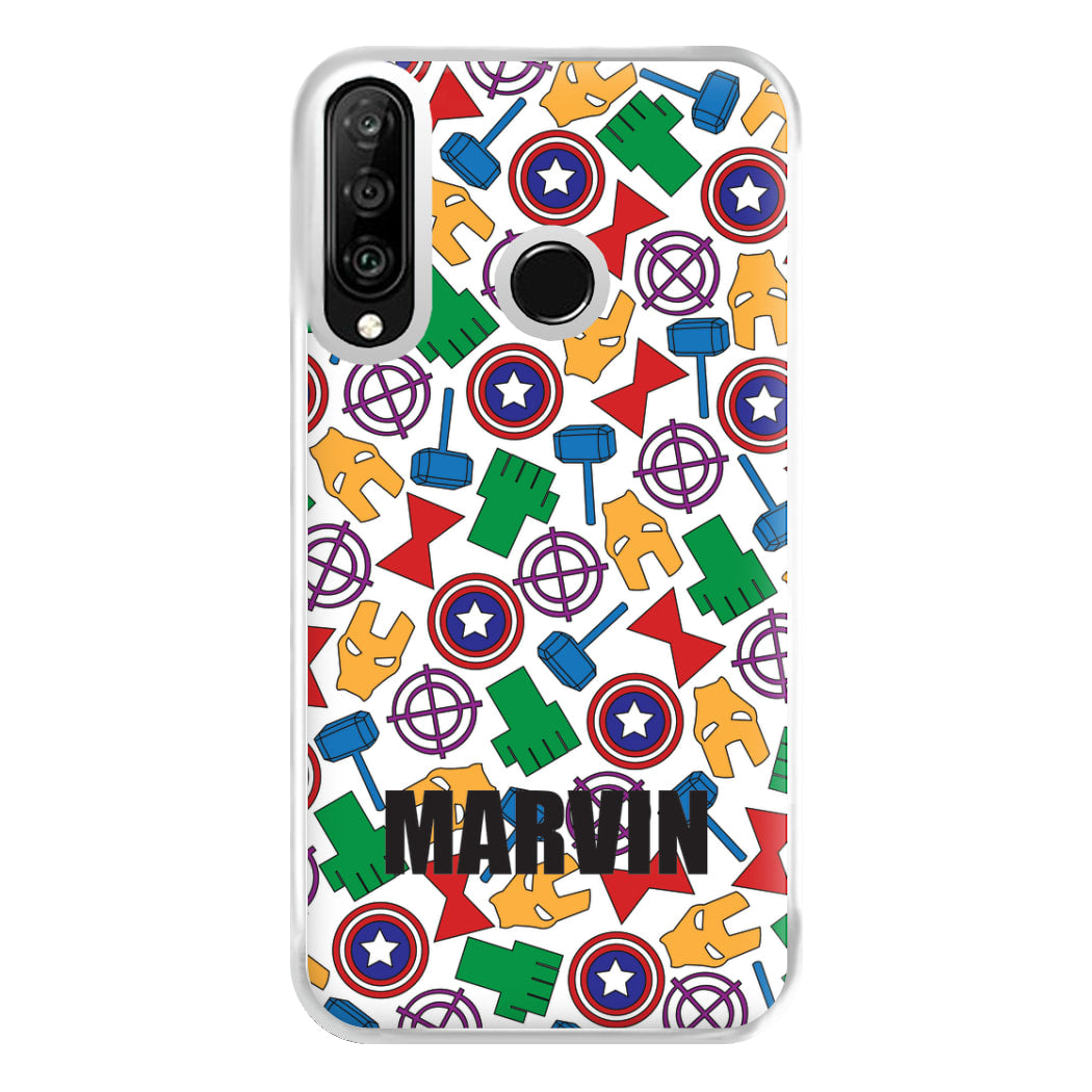 Icon Pattern - Personalised Superhero Comic Phone Case for Huawei P30 Lite