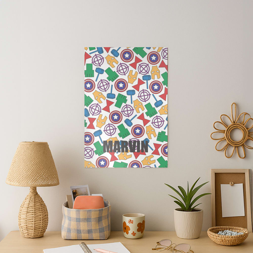 Icon Pattern - Personalised Superhero Comic Art Print