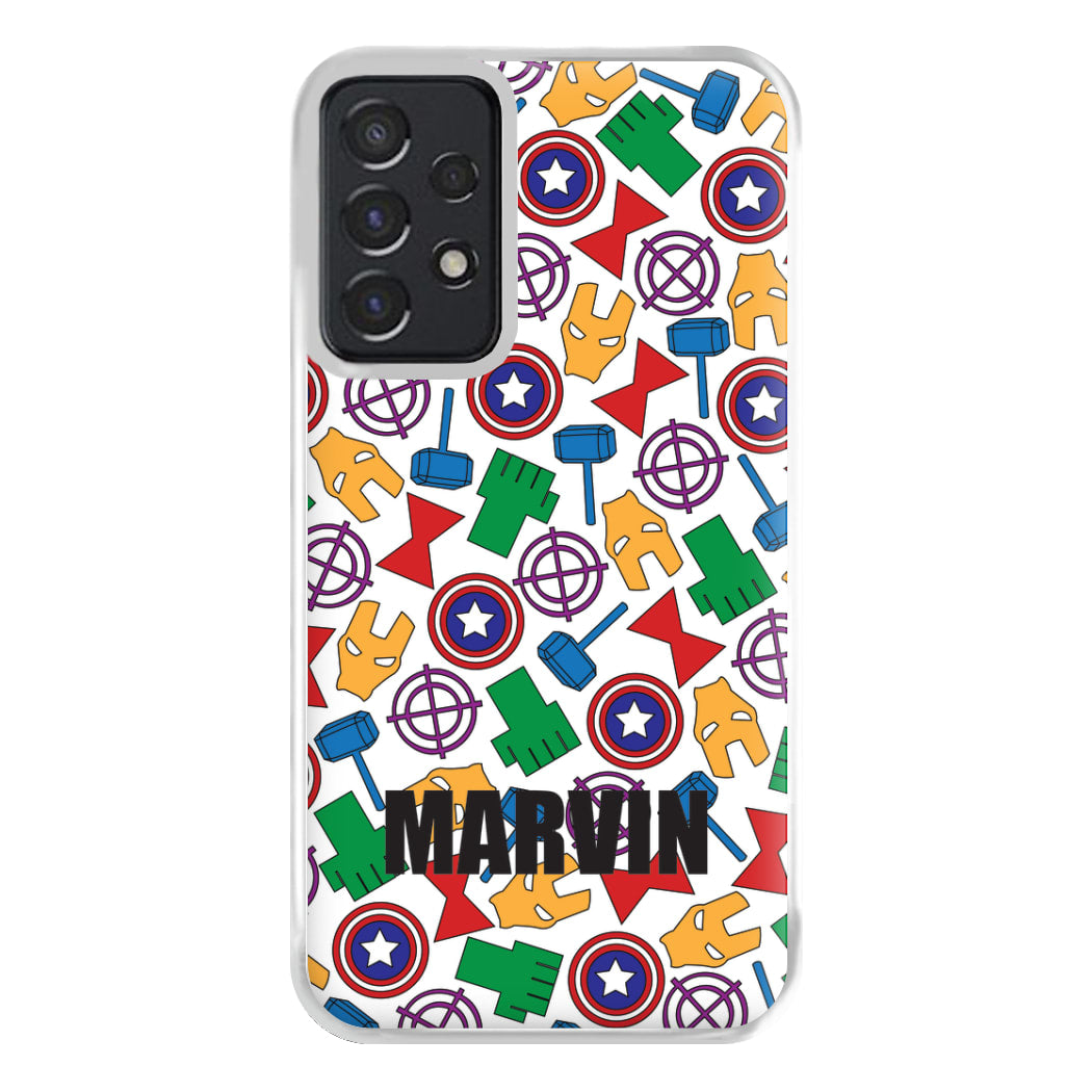 Icon Pattern - Personalised Superhero Comic Phone Case for Galaxy A52 / A52s