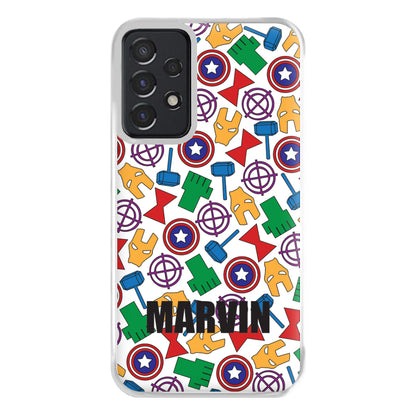 Icon Pattern - Personalised Superhero Comic Phone Case for Galaxy A52 / A52s