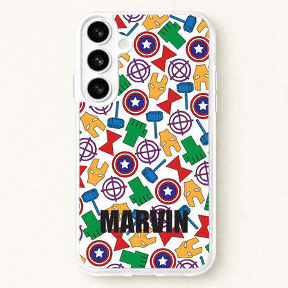 Icon Pattern - Personalised Superhero Comic Phone Case for Galaxy S26 Plus