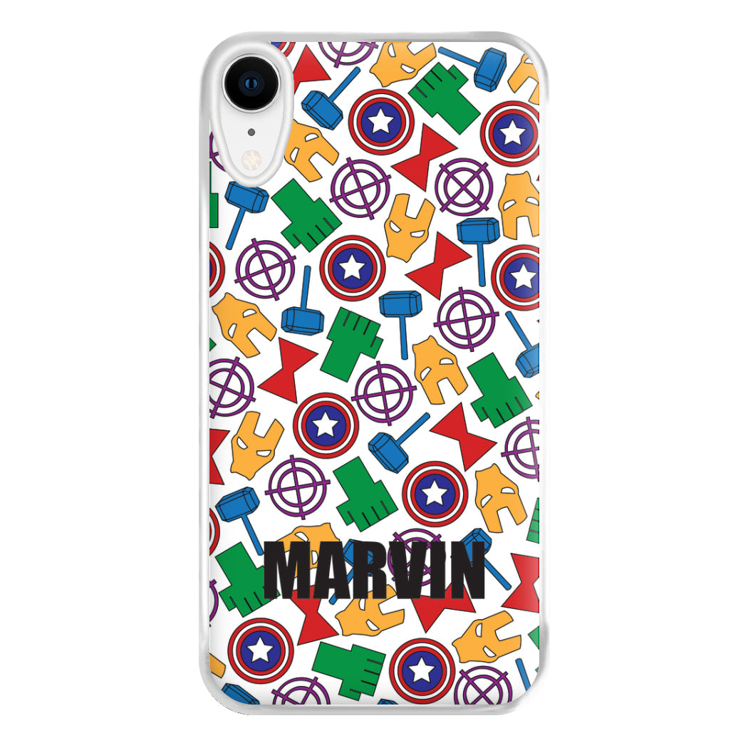 Icon Pattern - Personalised Superhero Comic Phone Case for iPhone XR