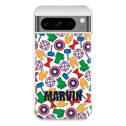 Icon Pattern - Personalised Superhero Comic Phone Case for Google Pixel 8 Pro