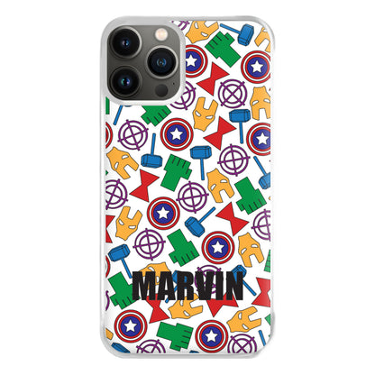 Icon Pattern - Personalised Superhero Comic Phone Case for iPhone 13 Pro Max