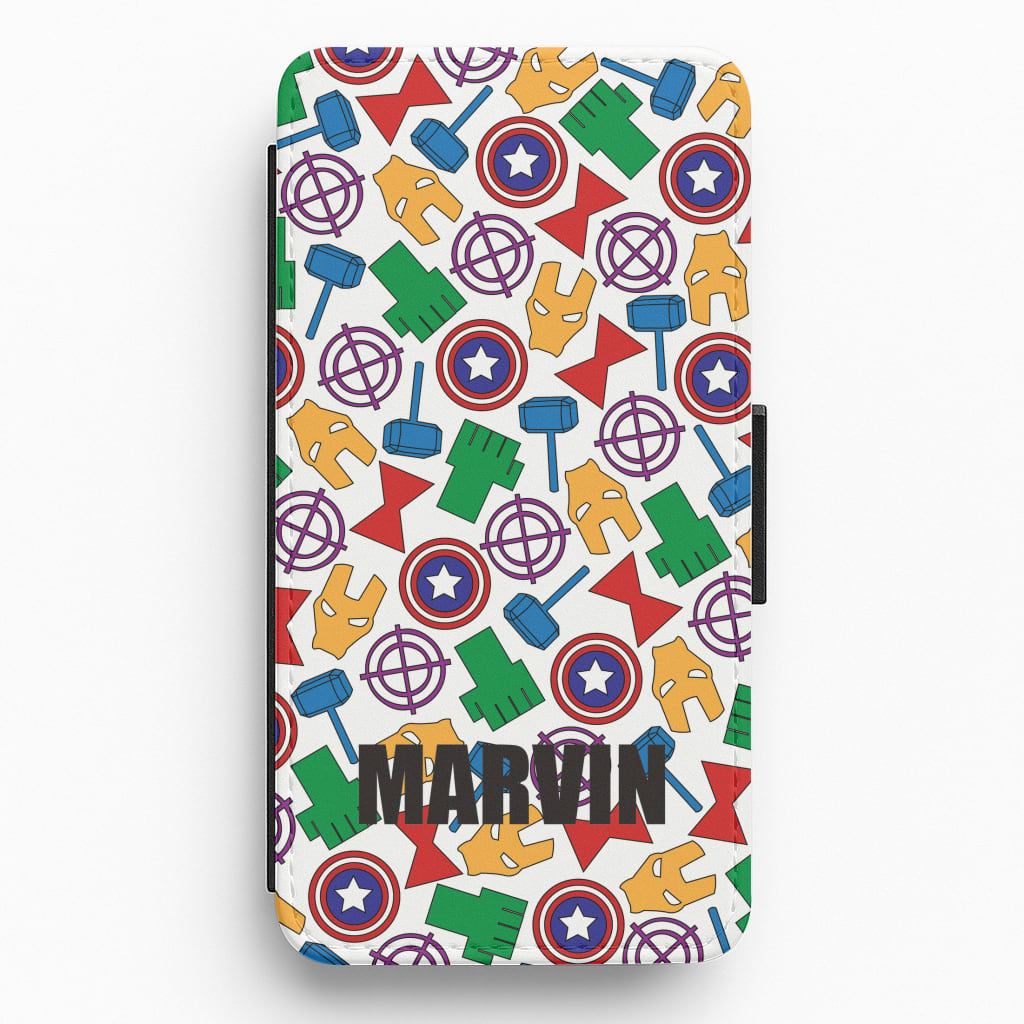 Icon Pattern - Personalised Superhero Comic Flip / Wallet Phone Case