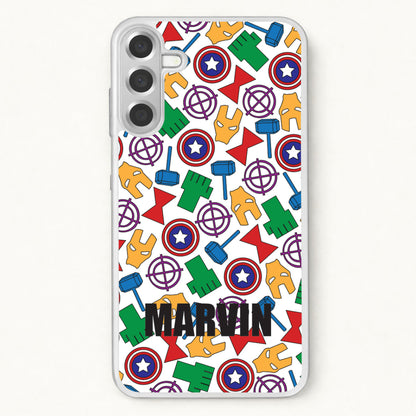 Icon Pattern - Personalised Superhero Comic Phone Case for Galaxy A17