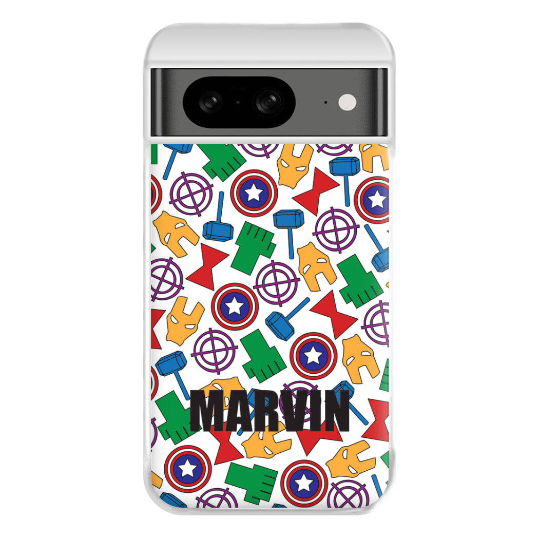 Icon Pattern - Personalised Superhero Comic Phone Case for Google Pixel 8