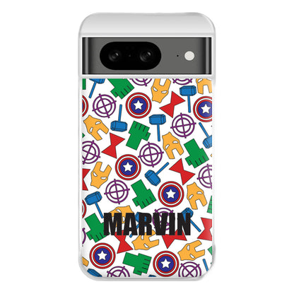 Icon Pattern - Personalised Superhero Comic Phone Case for Google Pixel 8