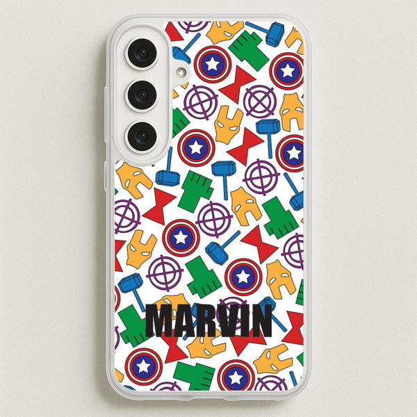 Icon Pattern - Personalised Superhero Comic Phone Case for Galaxy S25FE