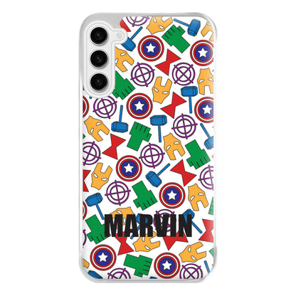 Icon Pattern - Personalised Superhero Comic Phone Case for Galaxy S23FE