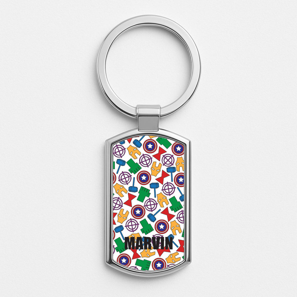 Icon Pattern - Personalised Superhero Comic Luxury Keyring