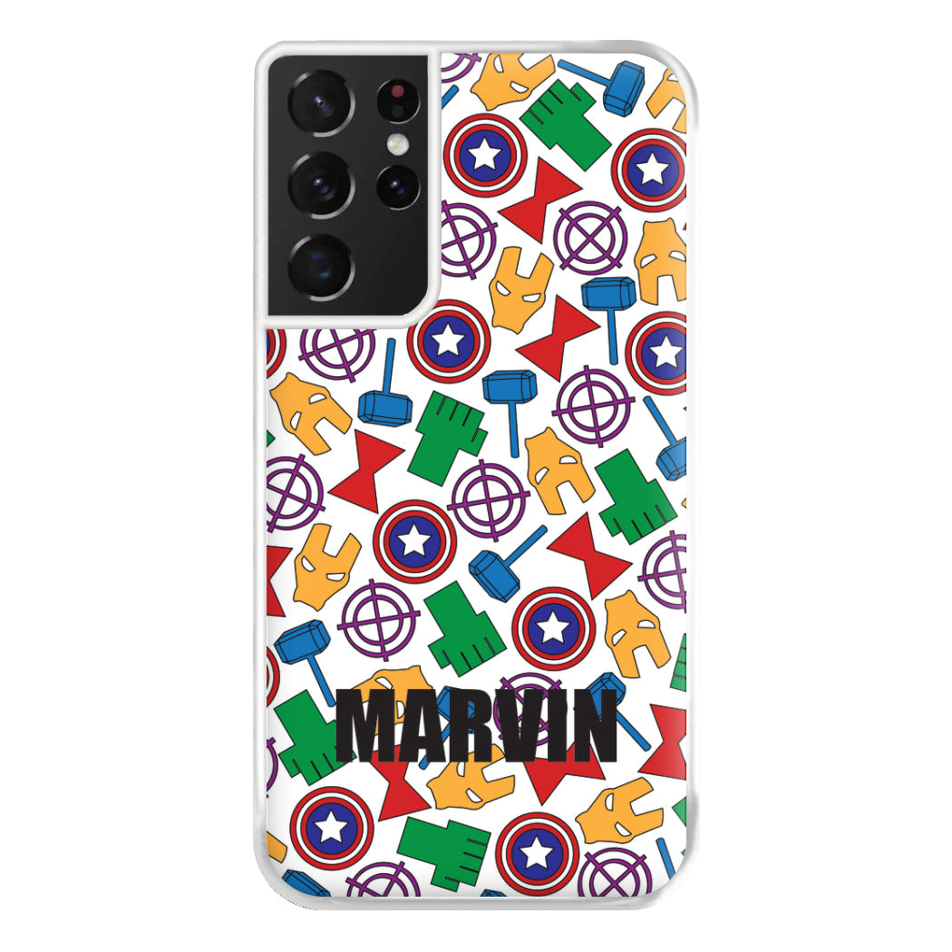 Icon Pattern - Personalised Superhero Comic Phone Case for Galaxy S21 Ultra