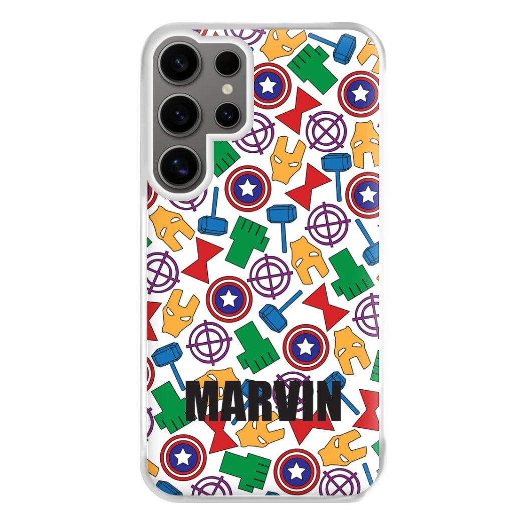 Icon Pattern - Personalised Superhero Comic Phone Case for Galaxy S24 Ultra