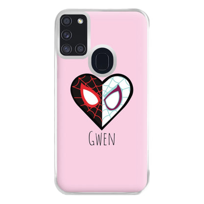 Gwen And SpiderMan - Personalised Superhero Comic Phone Case for Galaxy A21s