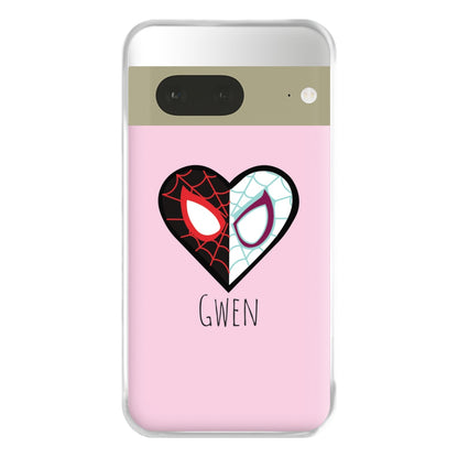 Gwen And SpiderMan - Personalised Superhero Comic Phone Case for Google Pixel 7a