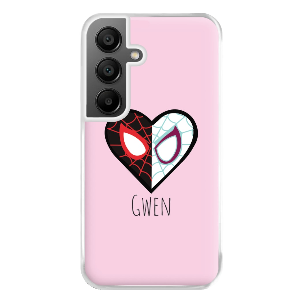 Gwen And SpiderMan - Personalised Superhero Comic Phone Case for Galaxy A55