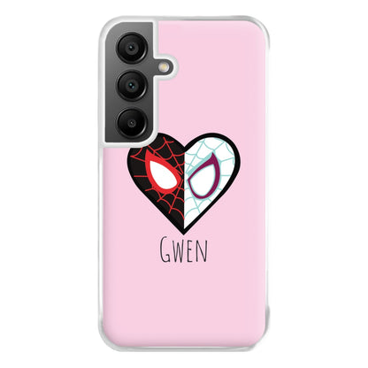 Gwen And SpiderMan - Personalised Superhero Comic Phone Case for Galaxy A55