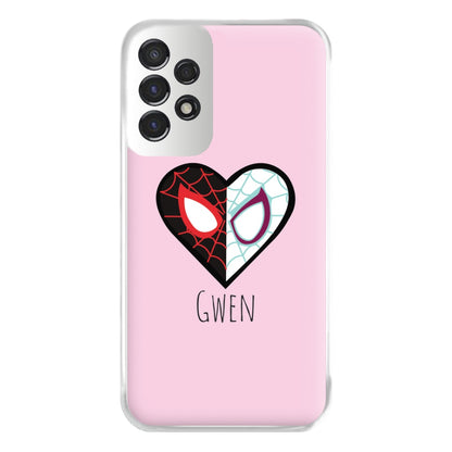 Gwen And SpiderMan - Personalised Superhero Comic Phone Case for Galaxy A53