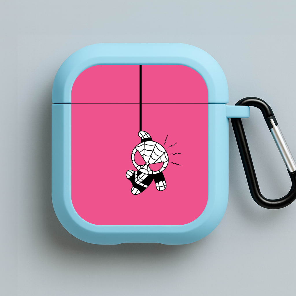 Pink Hanging Spider Hero  Blue AirPods Case