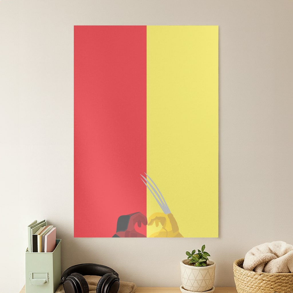 Red And Yellow Heroes Love Heart Poster