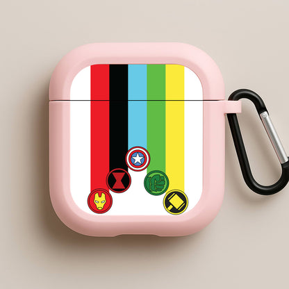 Superhero Team Colourful Symbols  Pink AirPods Case