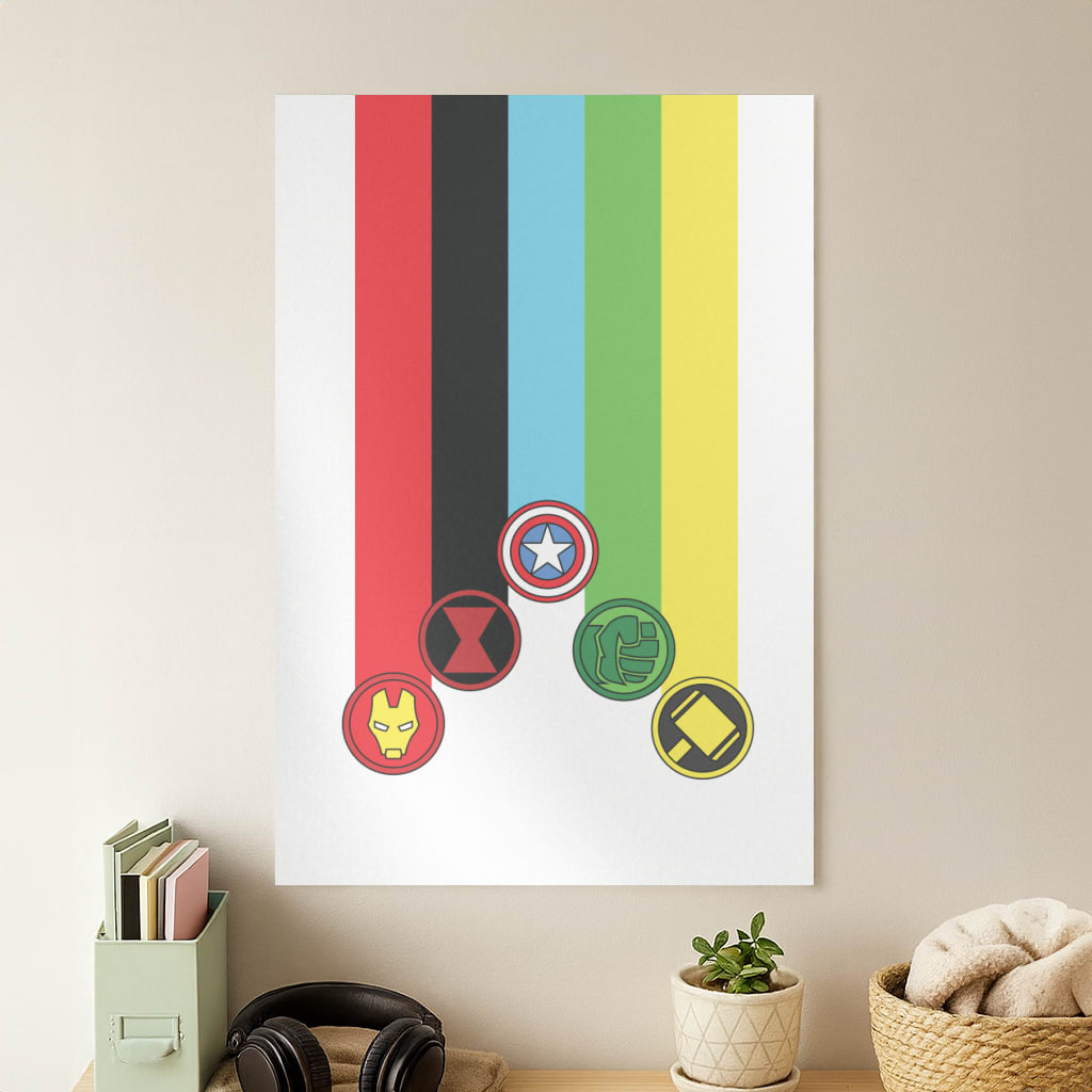 Superhero Team Colourful Symbols  Poster