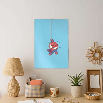 Blue Hanging Spider Hero Art Print