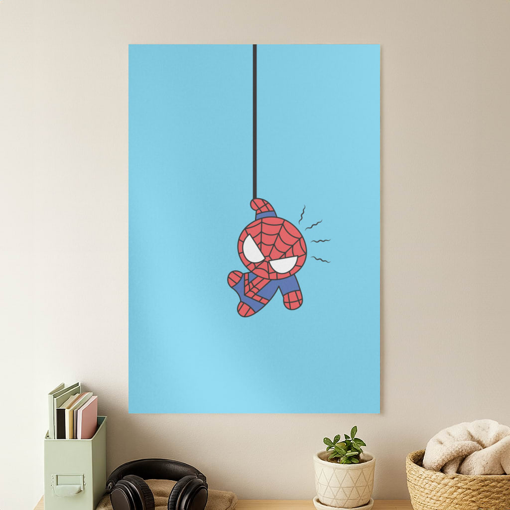 Blue Hanging Spider Hero Poster