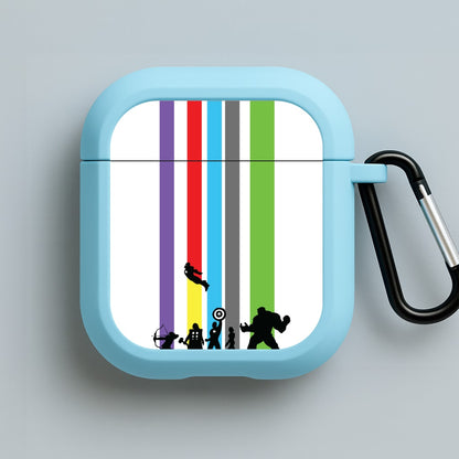 Superhero Team Silhouette Blue AirPods Case