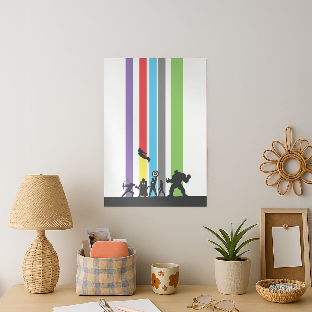 Superhero Team Silhouette Art Print