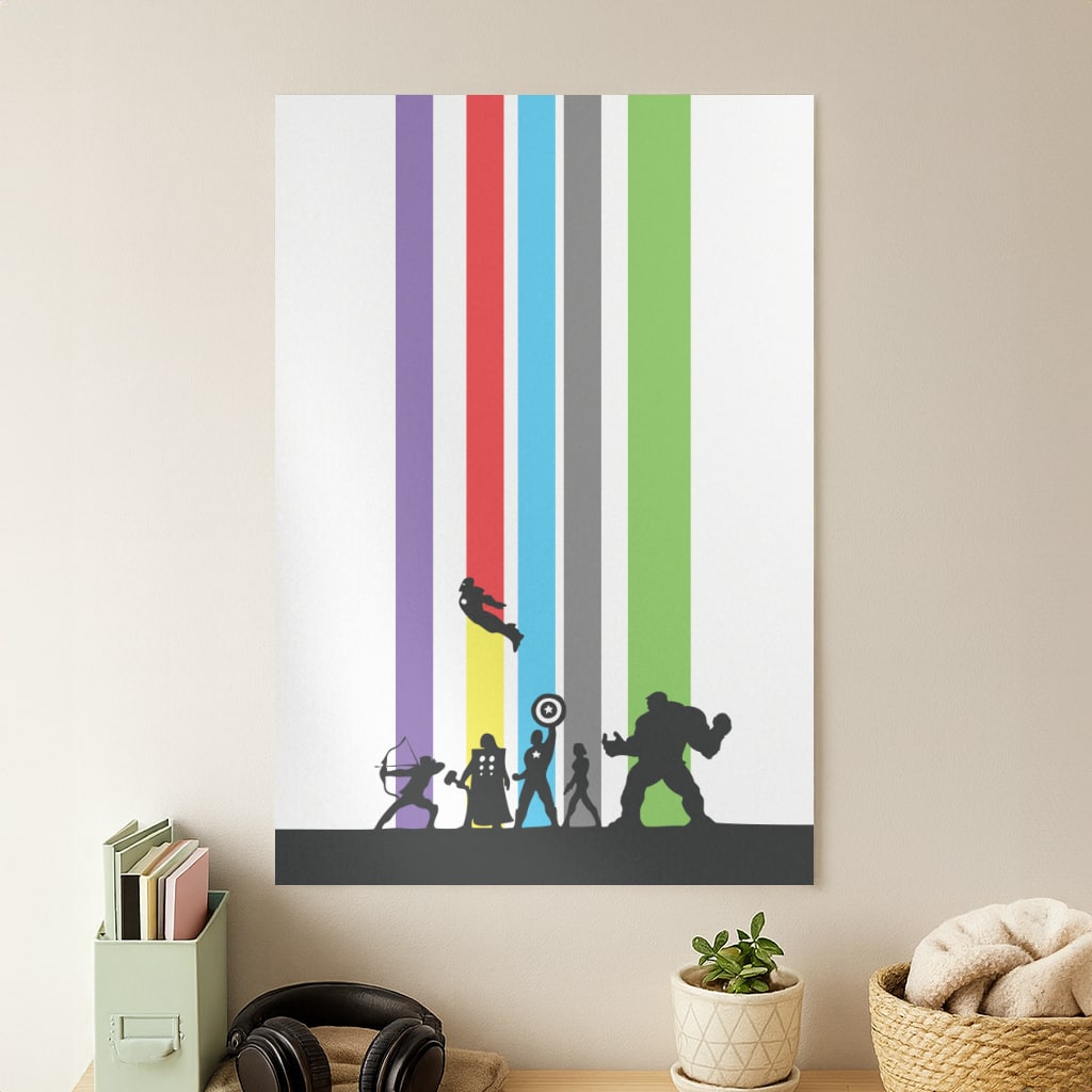 Superhero Team Silhouette Poster
