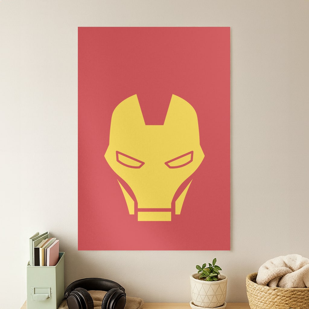 Red Robot Super Hero Face Poster