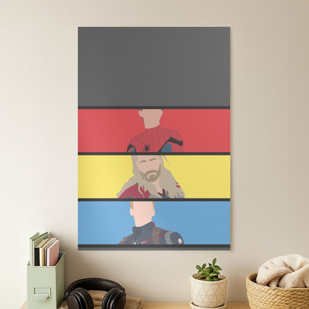 Superhero Team Red, Yellow And Blue Poster