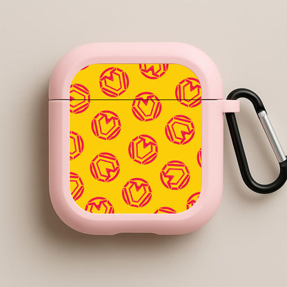 Metal Heart Pattern Pink AirPods Case