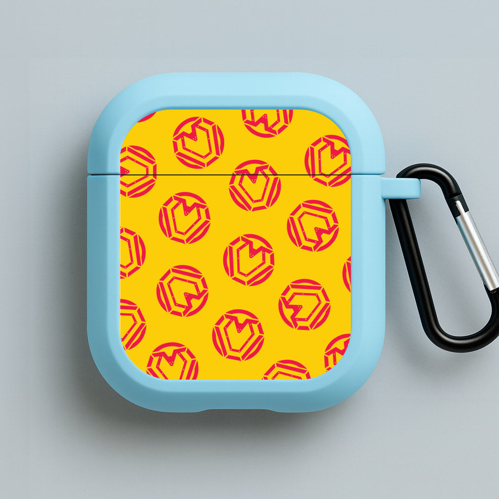 Metal Heart Pattern Blue AirPods Case