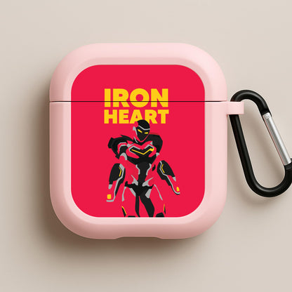 Metal Heart Hero Standing Pink AirPods Case