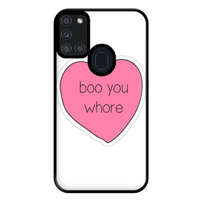 Boo You Whore - Heart Phone Case for Galaxy A21s