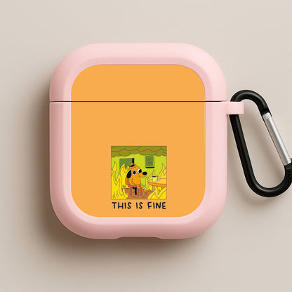 This Is Fine - Memes Pink AirPods Case