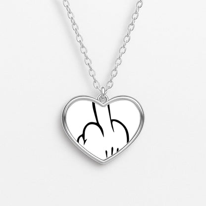 Fairytale Mouse Middle Finger Heart Necklace