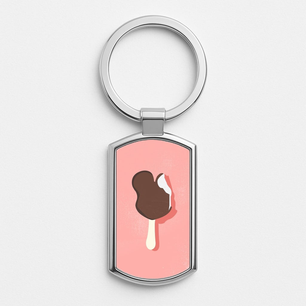 Pink Mouse Ice Cream Silver Keyring
