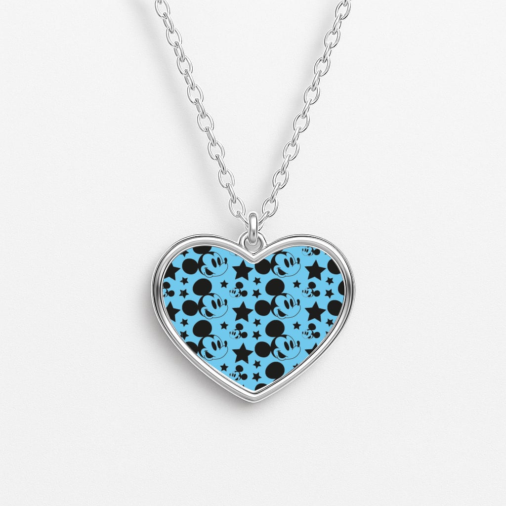 Fairytale Mouse Pattern Heart Necklace