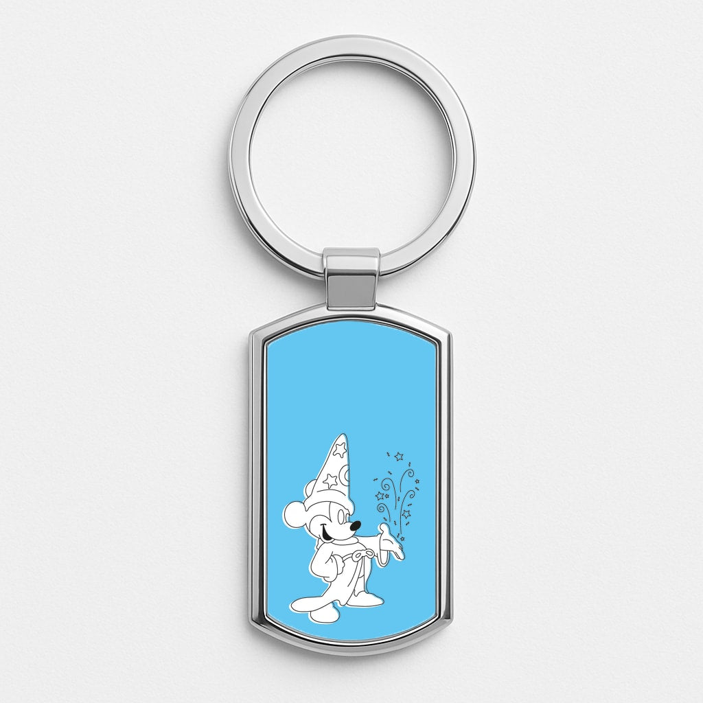 Wizard Mickey Blue Silver Keyring
