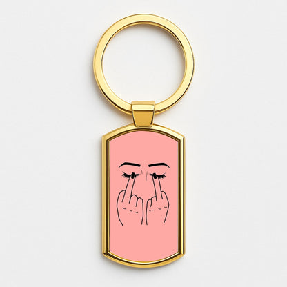 Middle Finger Eyes Gold Keyring