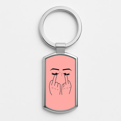 Middle Finger Eyes Silver Keyring