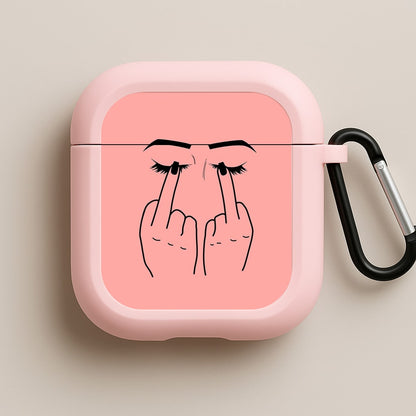 Middle Finger Eyes Pink AirPods Case